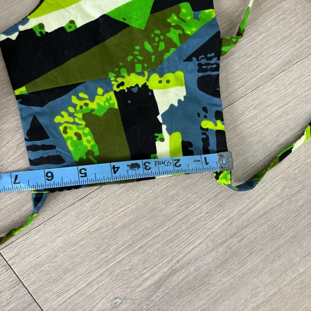 Mangishi Doll Womens 100% Cotton Back Tie Top Size 14 Green Blue African Print